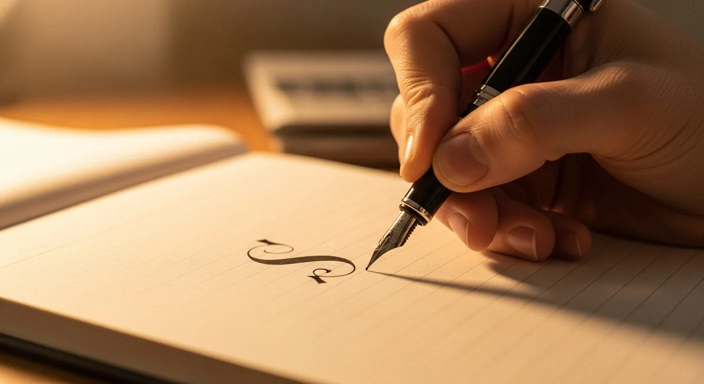 Persona escribiendo en un cuaderno, enfocándose en el uso correcto de la letra S.